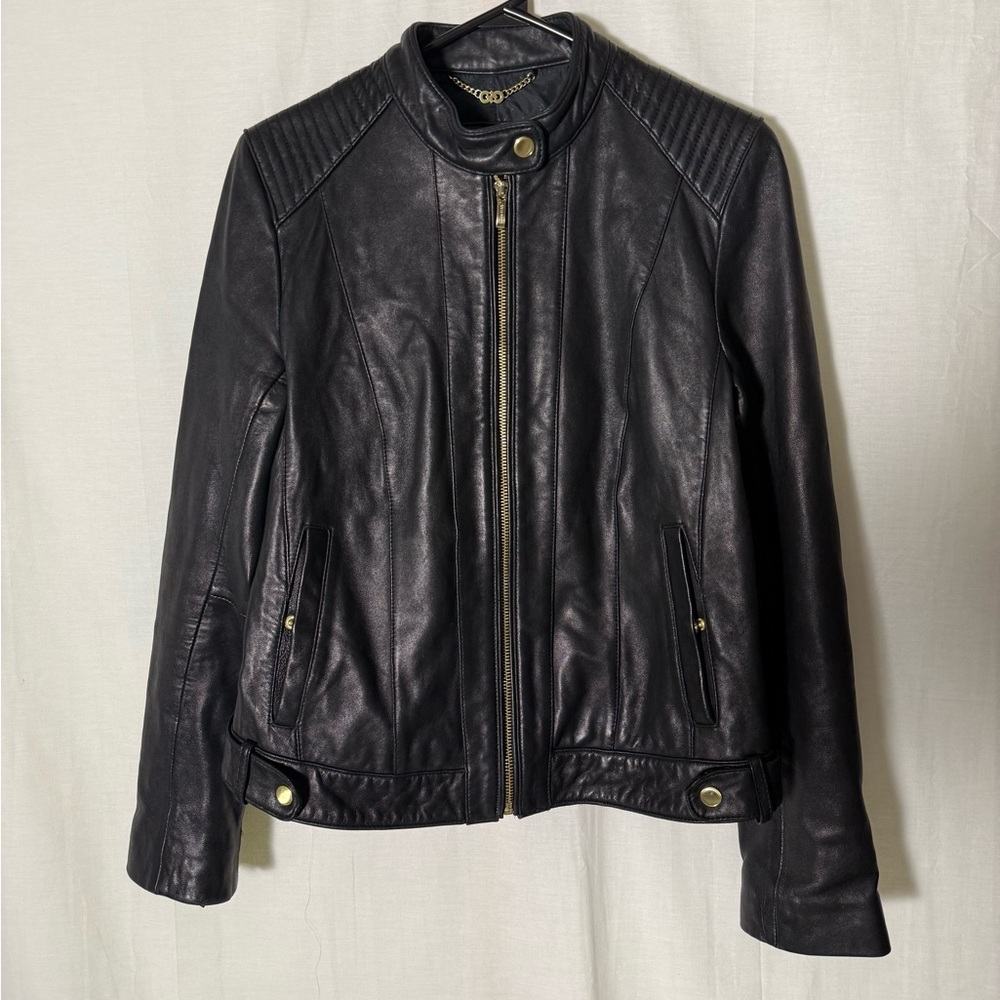 Women’s Cole Haans Lamb Skin Moto Leather Jacket | size medium - Picture 2 of 15